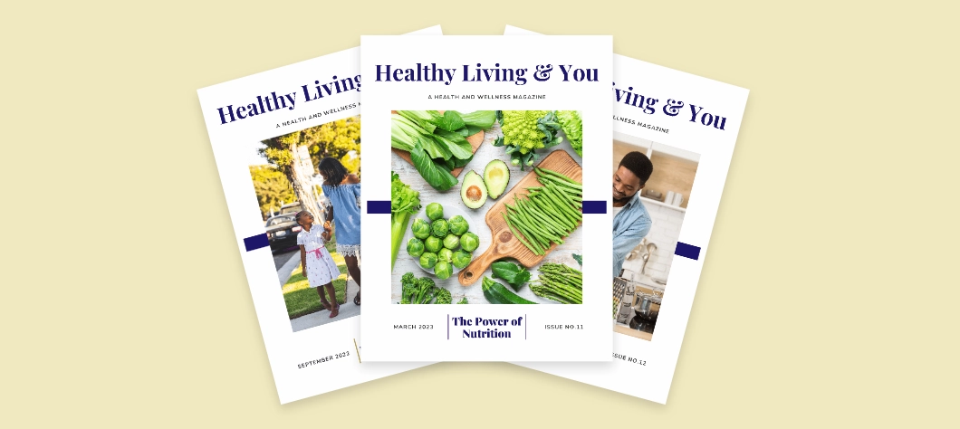Spread of multiple Healthy Living and You covers