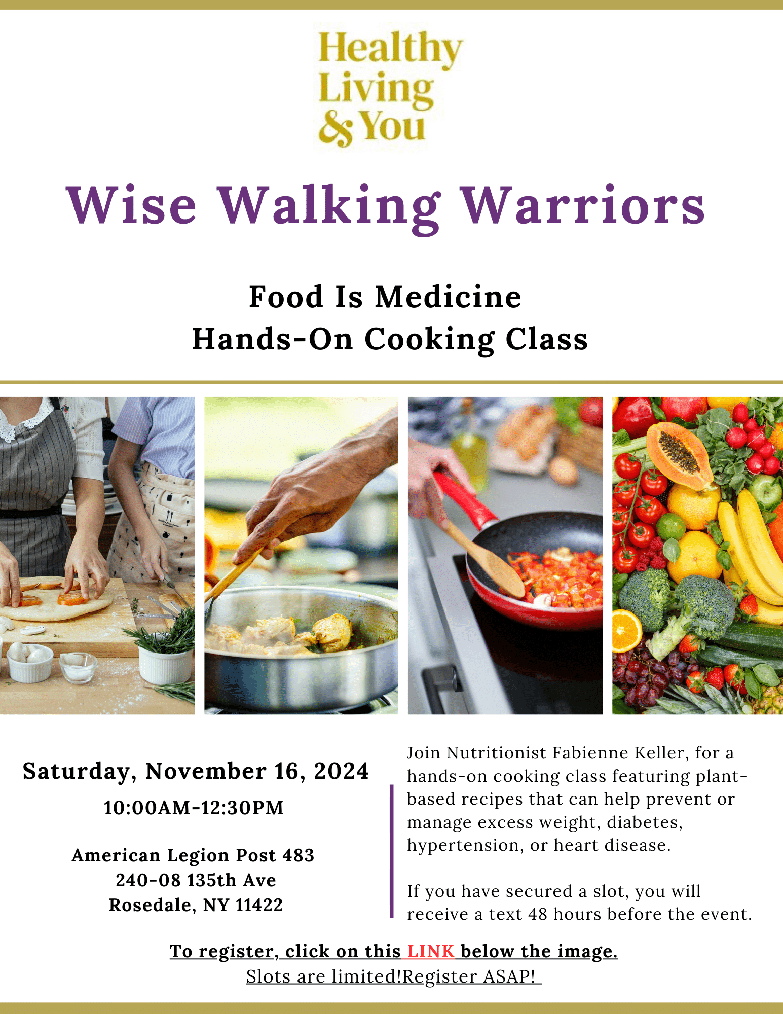 Food Is Medicine 
Hands-On Cooking Class